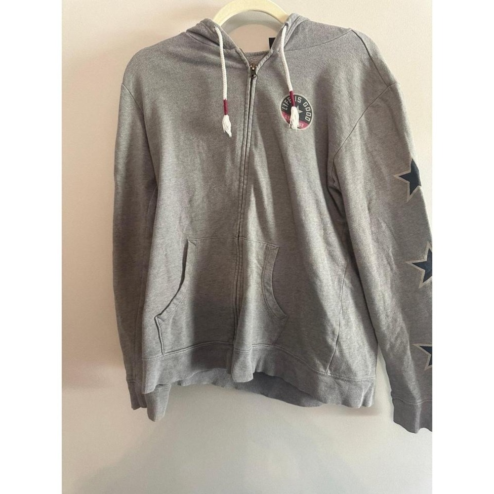 Life is Good Gray Full Zip Hoodie Women's Relaxed Fit Casual‎ Comfy